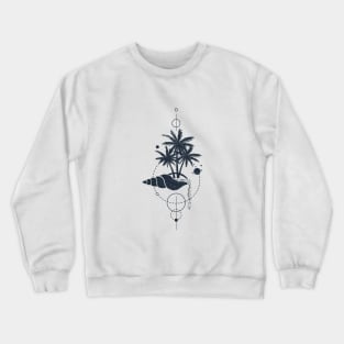 Pointy Shell. Beach, Palm Trees, Summer. Geometric, Line Art Style Crewneck Sweatshirt